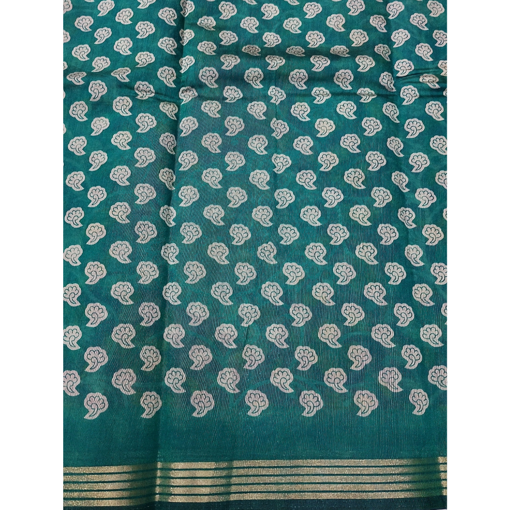 Violet Saree with Rama Green Blouse N Pallu Kalamkari Designs Linen Cotton Saree
