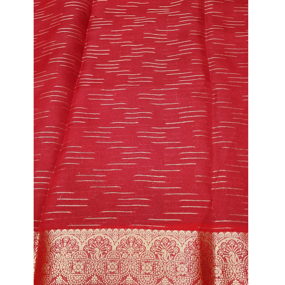 Peacock Blue with Red border Chanderi Sarees
