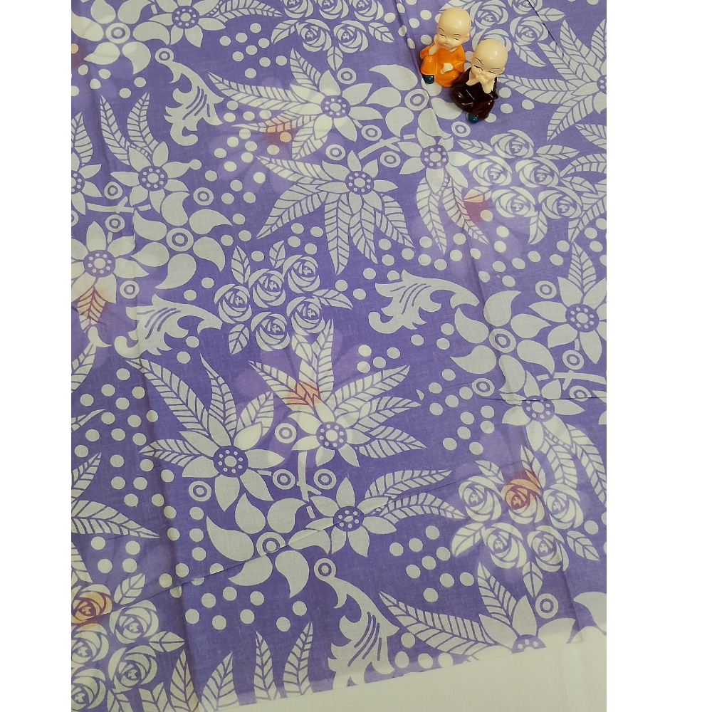 Purple Handblock Print Mul Mul Cotton Saree