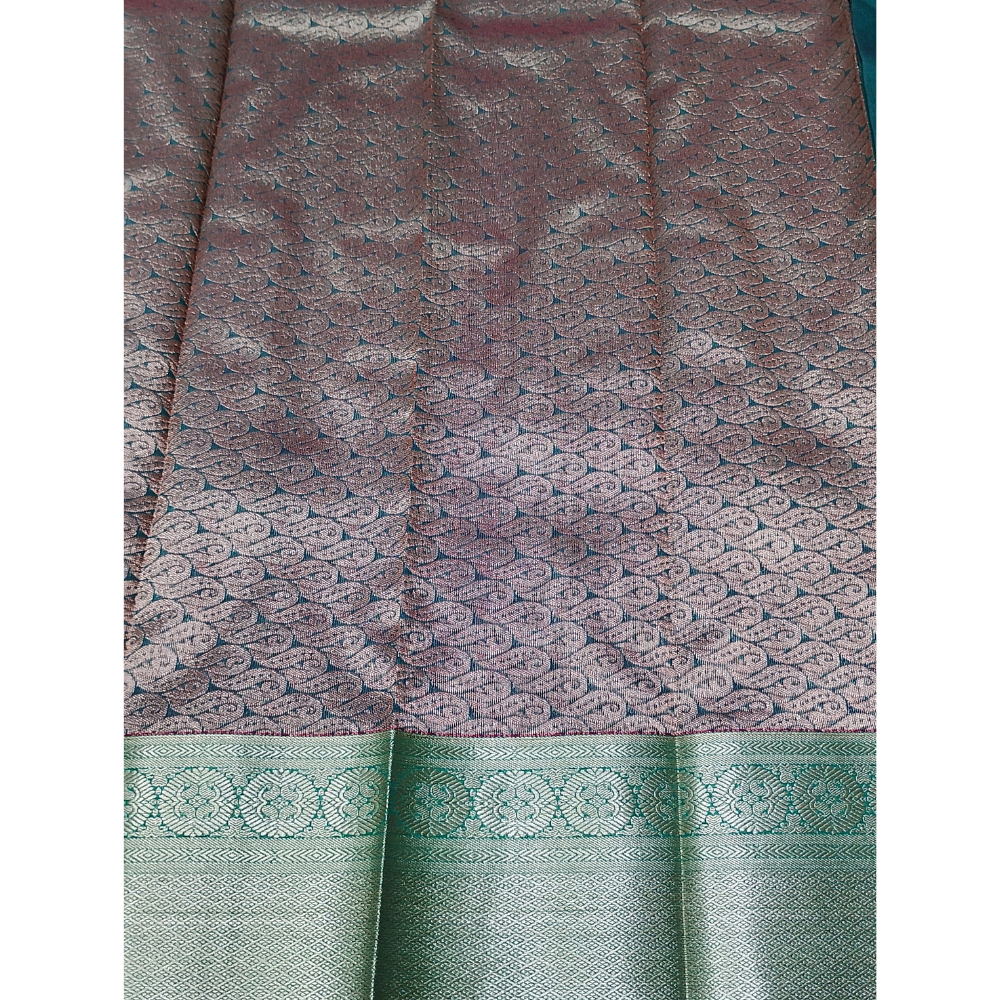 Bright Pink Colour with Green blouse n pallu Premium Silk Cotton Saree