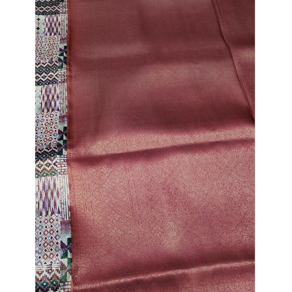 Light Brick colour with combination of Beige Softy Digital Print Silk Saree