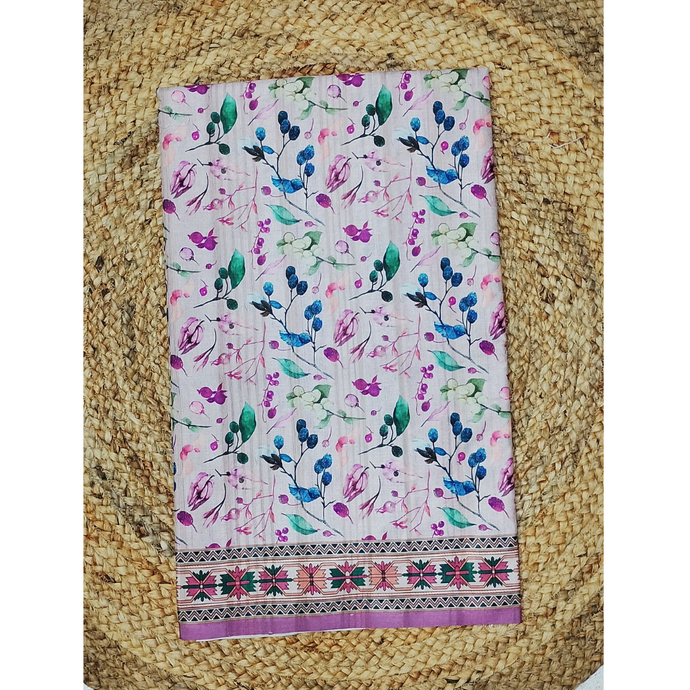Dusty Pink n Beige combination Semi Tusser Saree