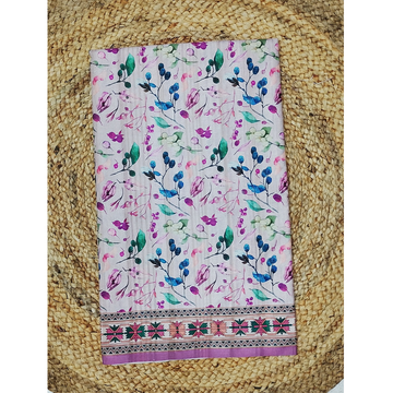 Dusty Pink n Beige combination Semi Tusser Saree