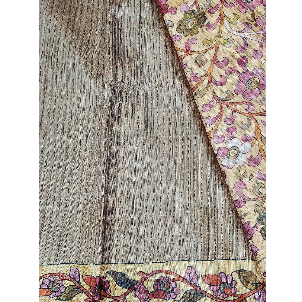 Earthern Mud colour Geecha Tusser Saree