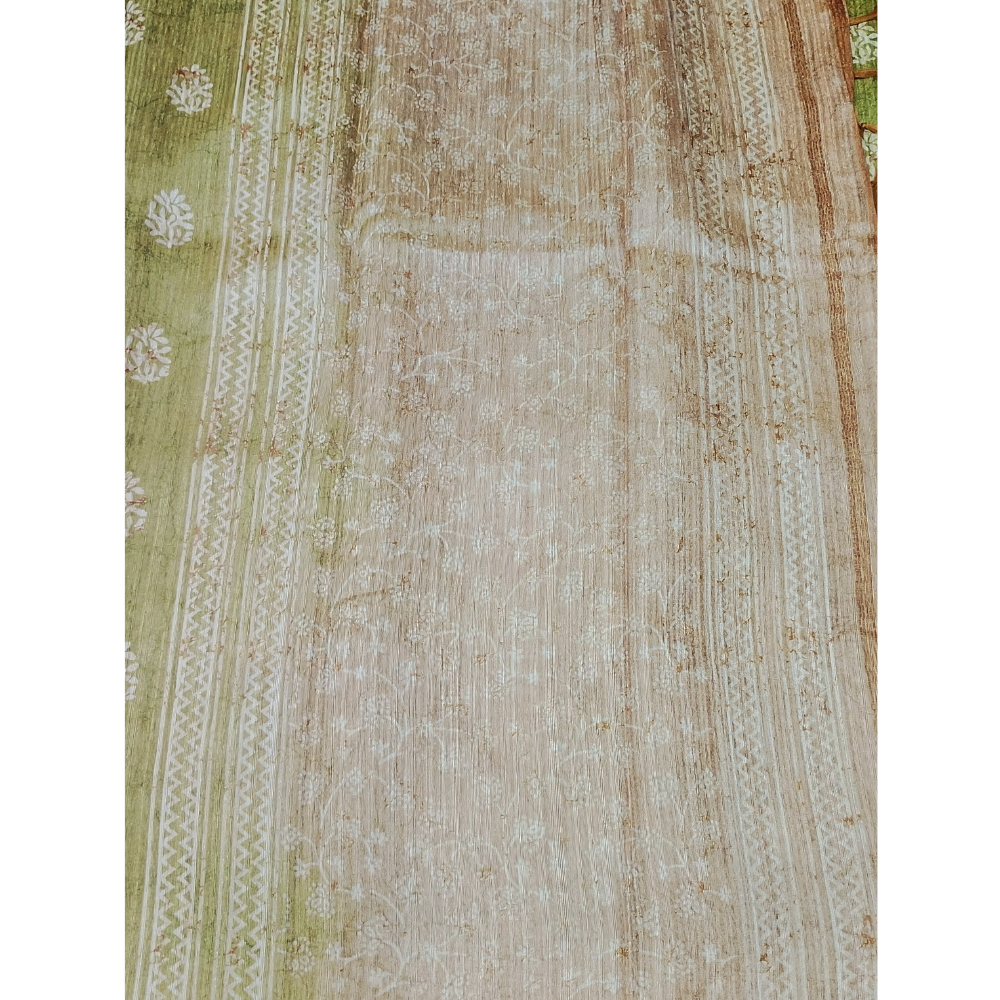 Lemon Green colour Geecha Tusser Saree