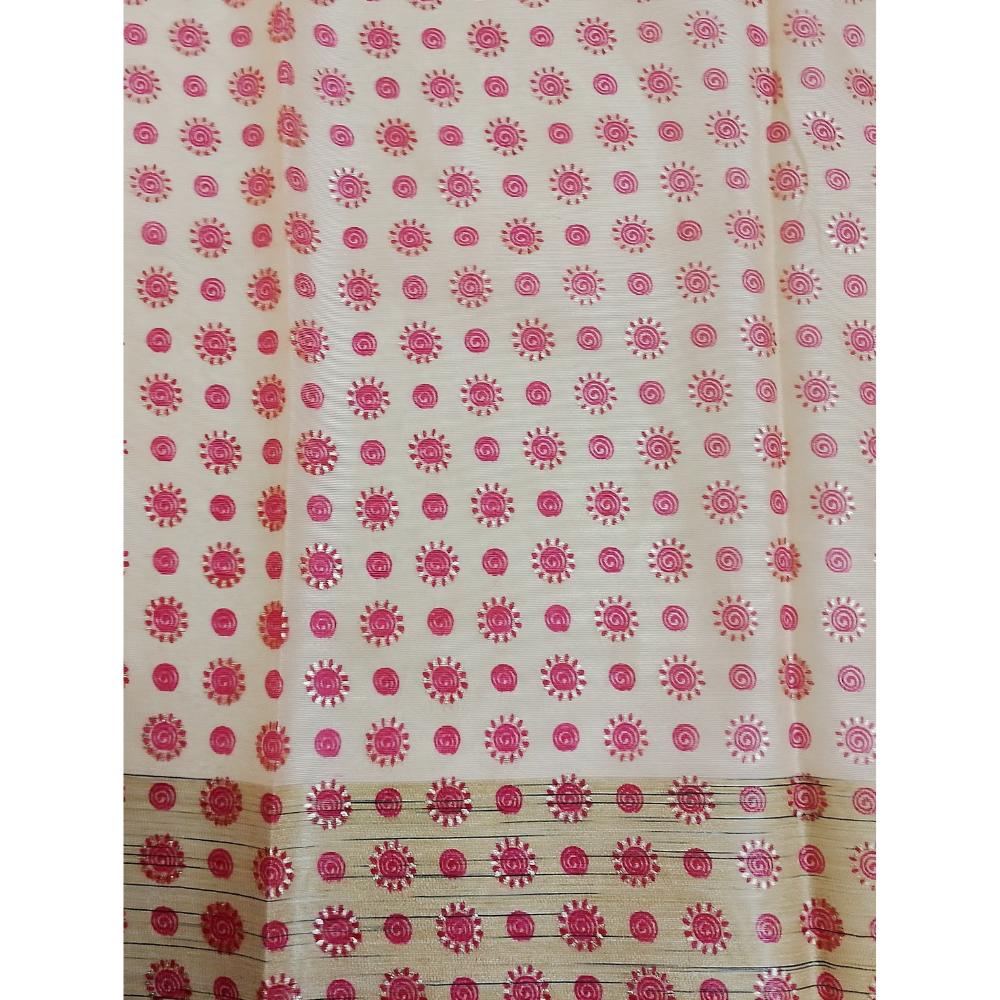 Peach Orange Organza Saree