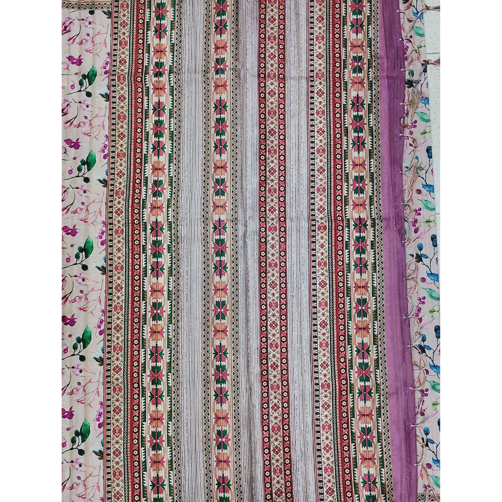 Dusty Pink n Beige combination Semi Tusser Saree