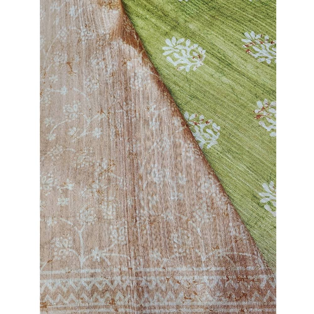 Lemon Green colour Geecha Tusser Saree