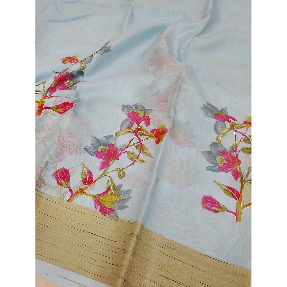 Light Blue Organza saree