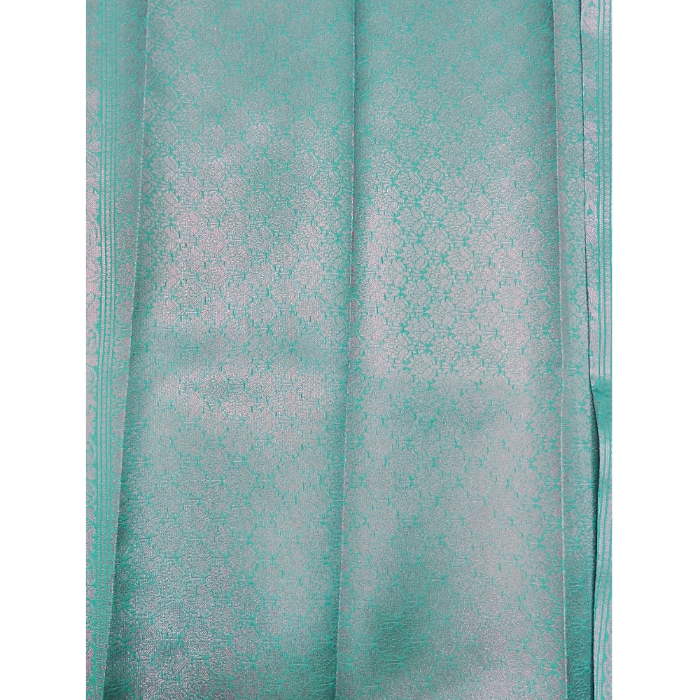 Aqua Green borderless Semi Silk Saree