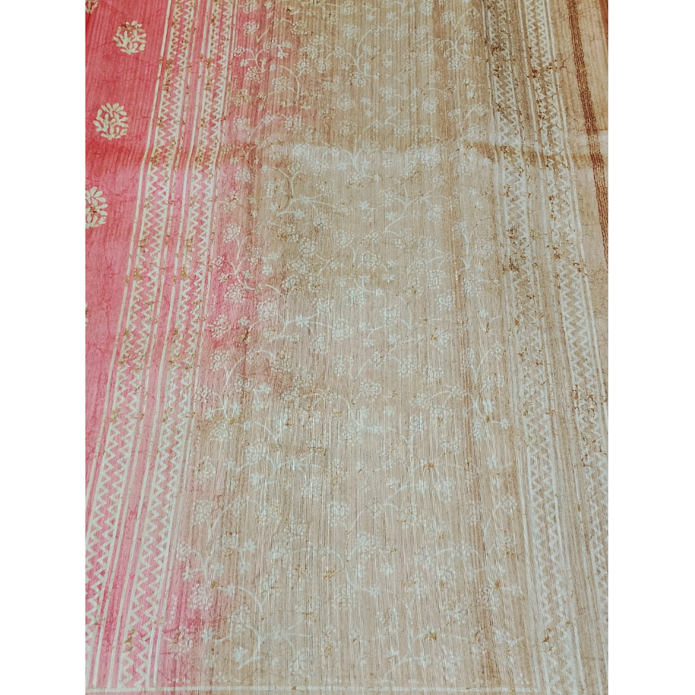 Peach Pink colour Geecha Tusser Saree