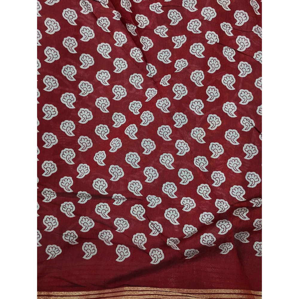 Black Saree with Red Blouse N Pallu Kalamkari Designs Linen Cotton Saree