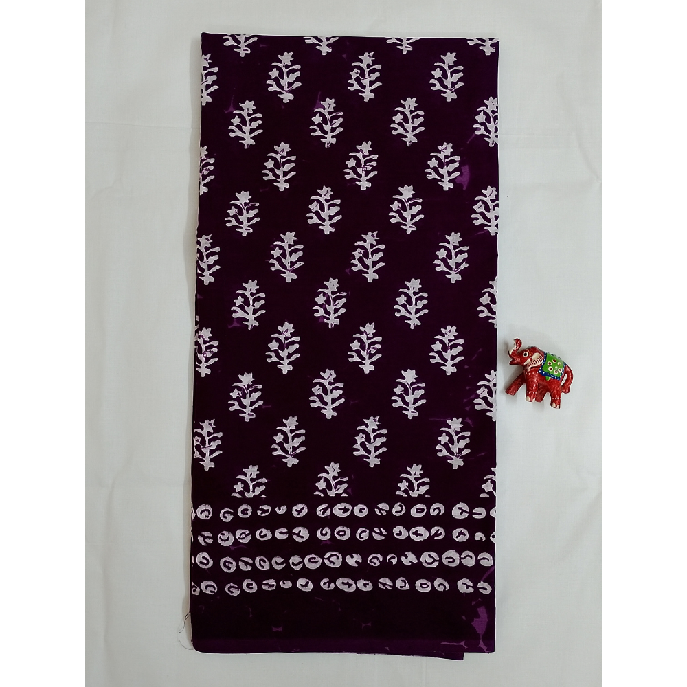 Beetroot Handblock Print Mul Mul Cotton Saree