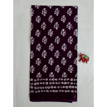 Beetroot Handblock Print Mul Mul Cotton Saree