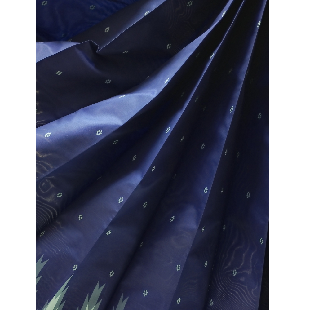 Dark Blue temple border Semi Silk Saree