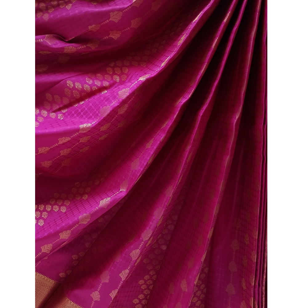 Bright Pink colour semi art silk saree