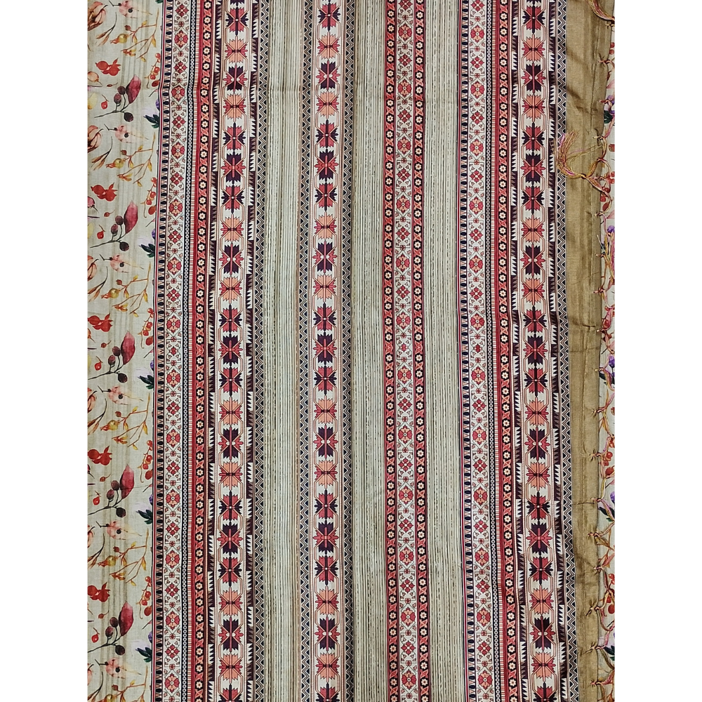 Wheat colour n Beige Combination Semi Tusser Saree