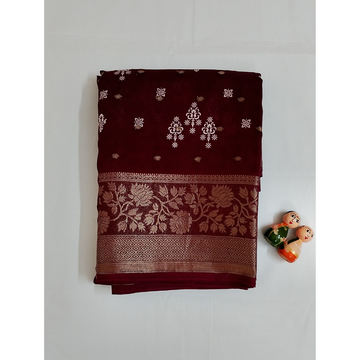 Dark Maroon Georgette Saree with Zari Bhuttas