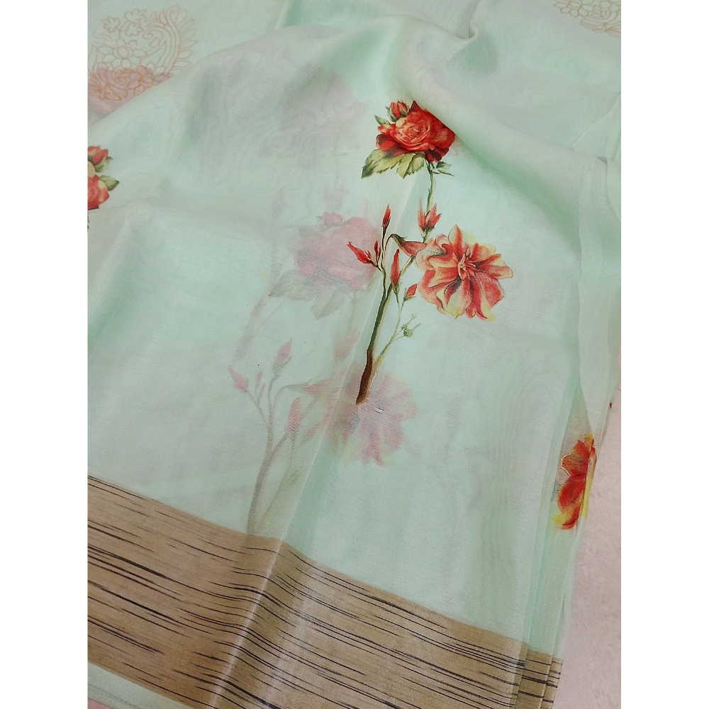 Pista Green Organza Saree