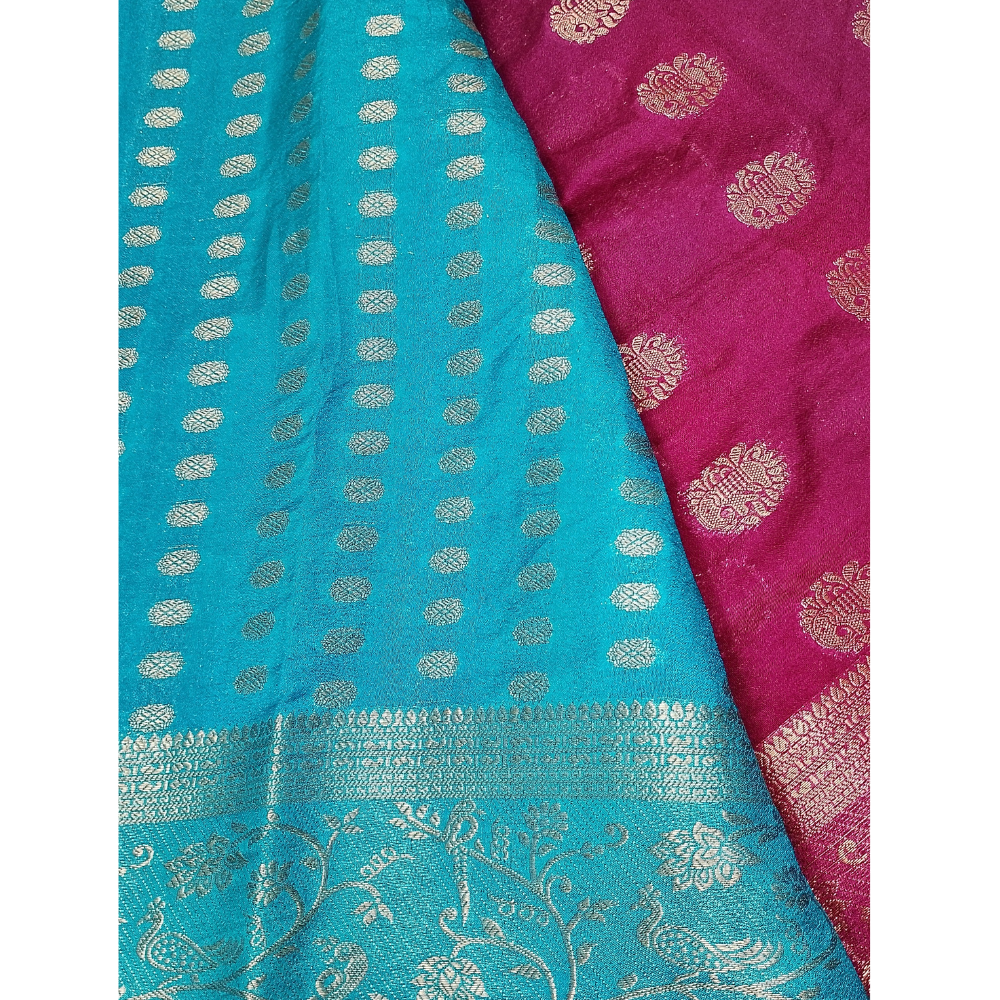 Maroon Colour with contrast blouse retro Georgette Semi Silk Saree