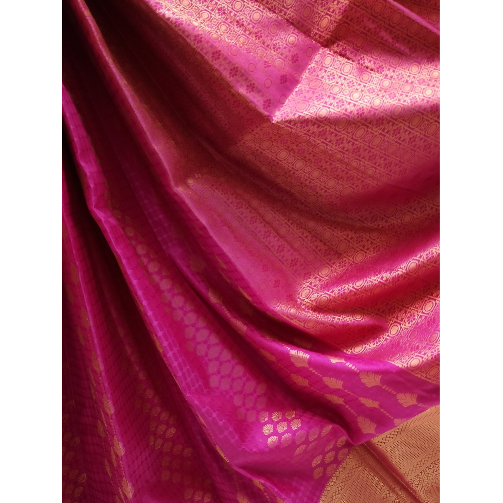 Bright Pink colour semi art silk saree