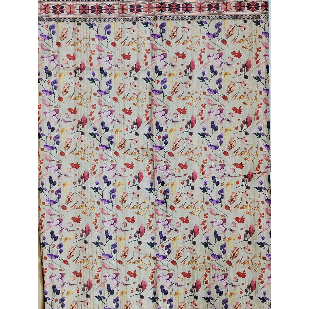 Wheat colour n Beige Combination Semi Tusser Saree