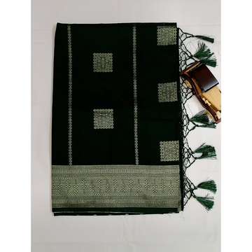 Dark Green viscose sarees with box motifs
