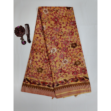 Earthern Mud colour Geecha Tusser Saree