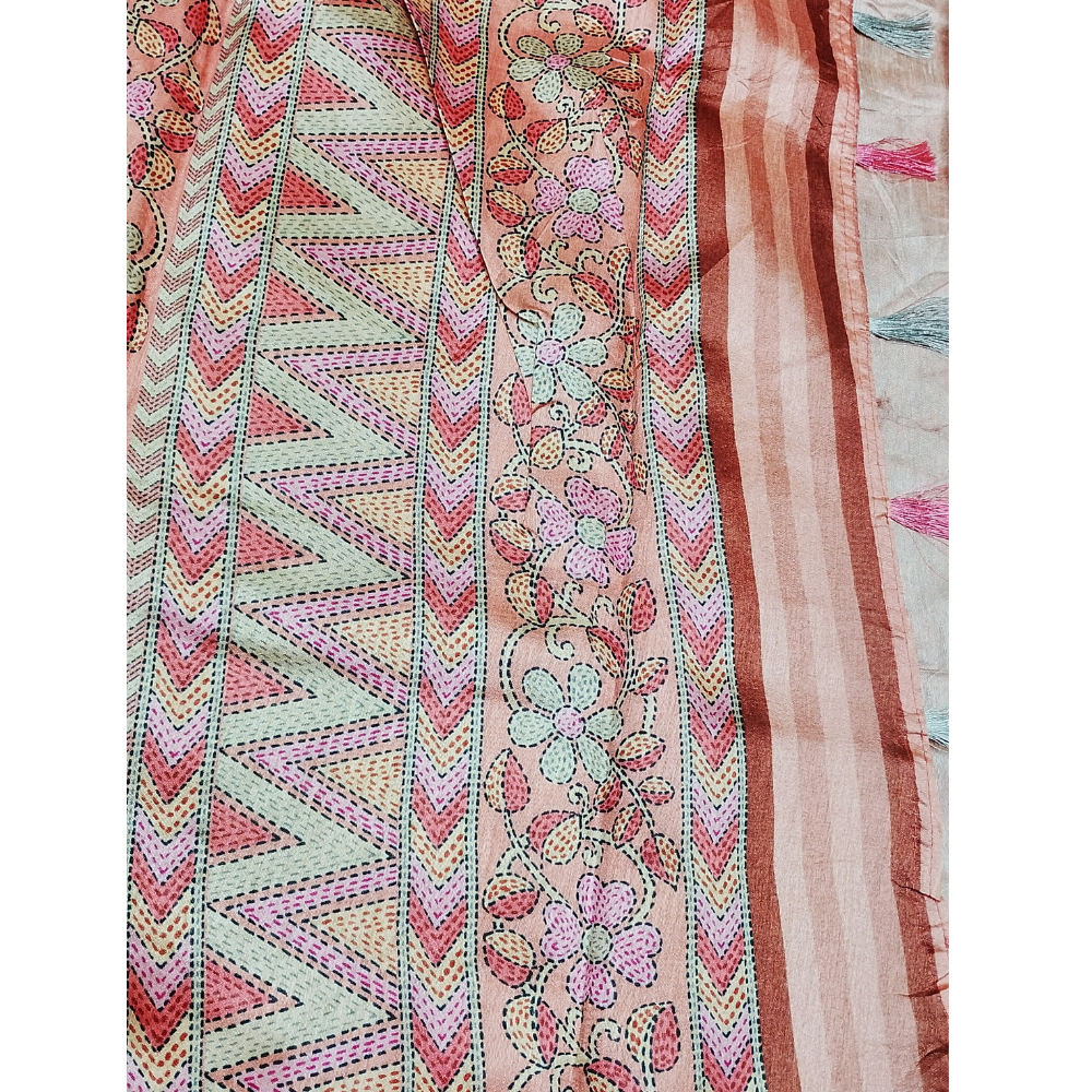 Beige colour Geecha Tusser Saree