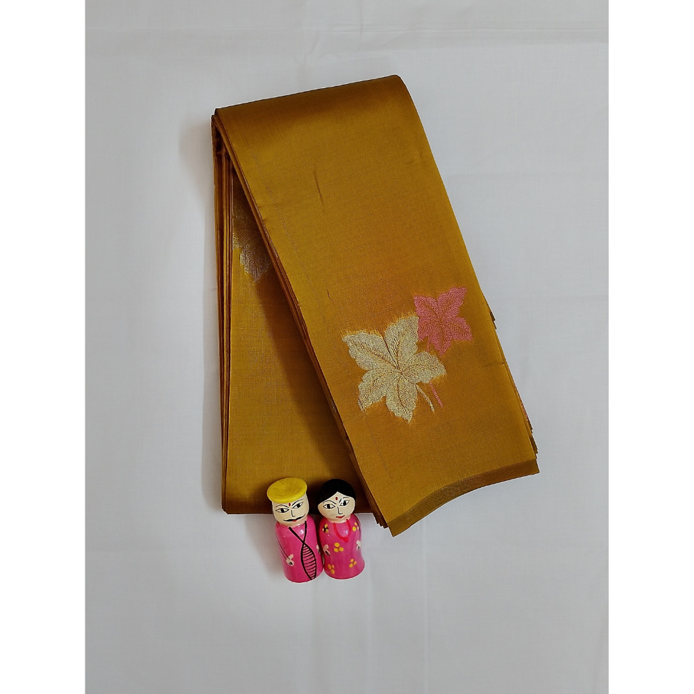 Mehandhi Green borderless Semi Silk Saree