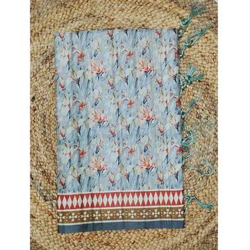 Grey n Half White combination Semi Tusser Saree