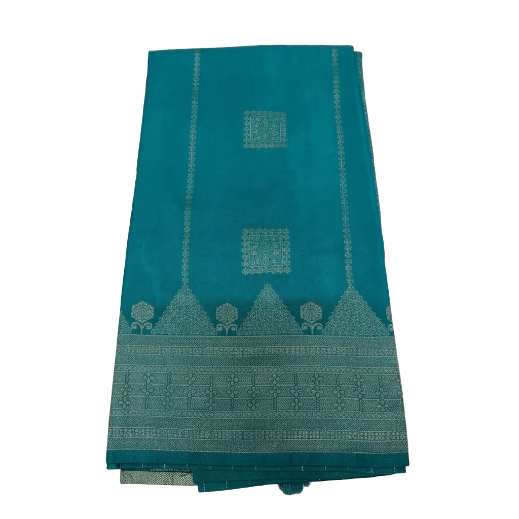 Rama Green viscose sarees with box motifs