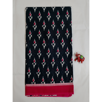 Elephant Grey Handblock Print Mul Mul Cotton Saree