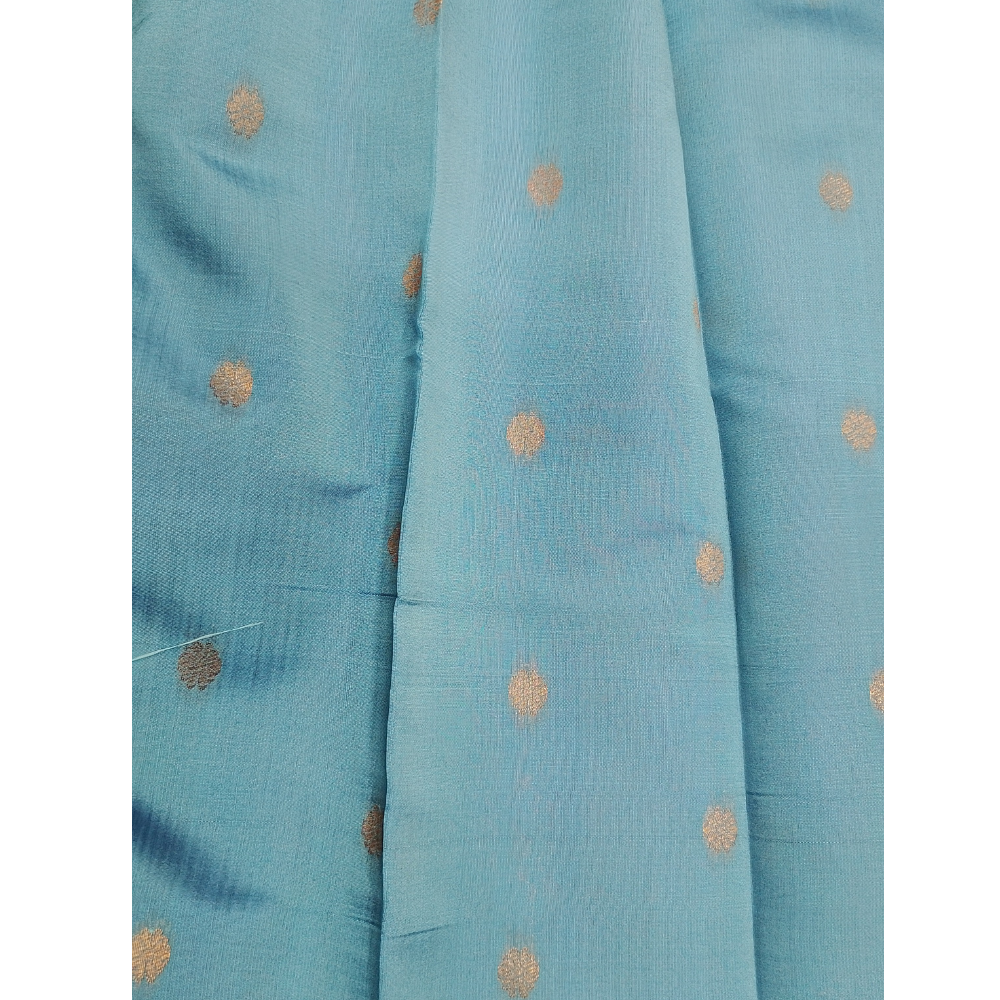 Dark Blue temple border Semi Silk Saree