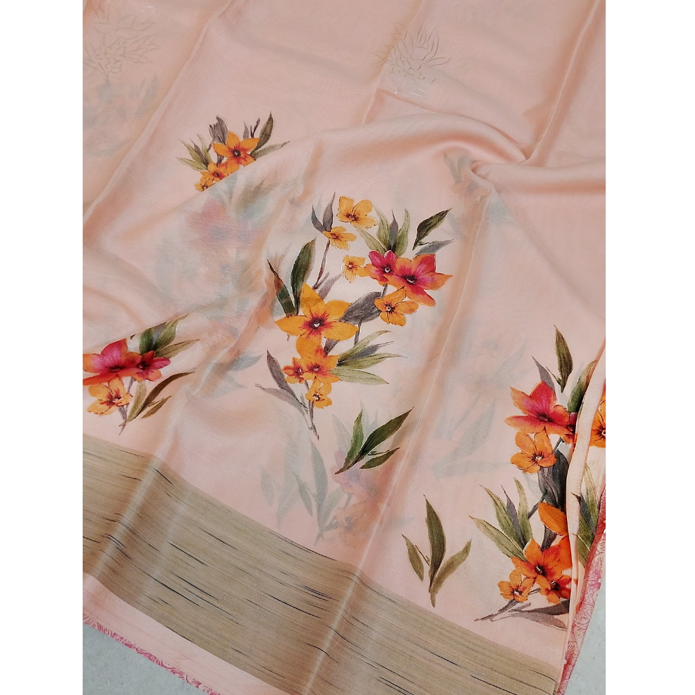 Orange Organza Saree