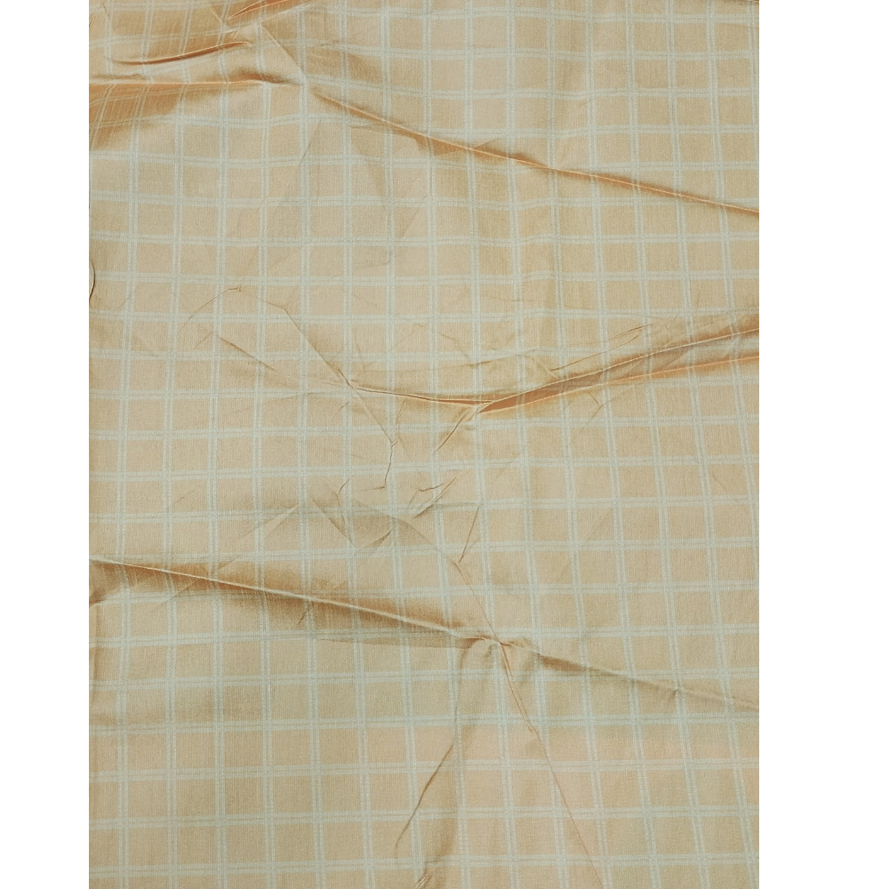 Brown with Peach Cream Border Pallu Blouse Semi Tusser Saree
