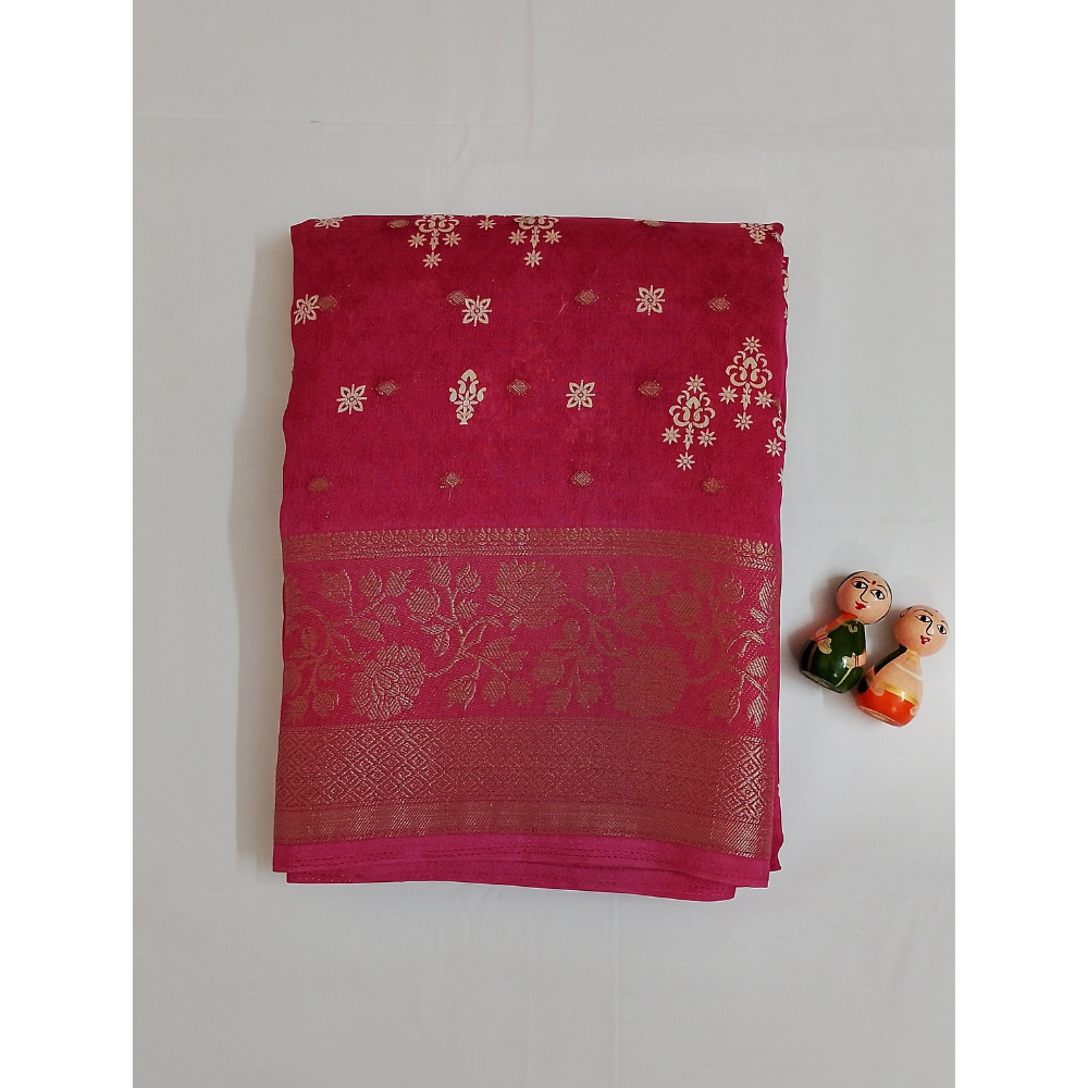 Dusty Pink Georgette Saree with Zari Bhuttas
