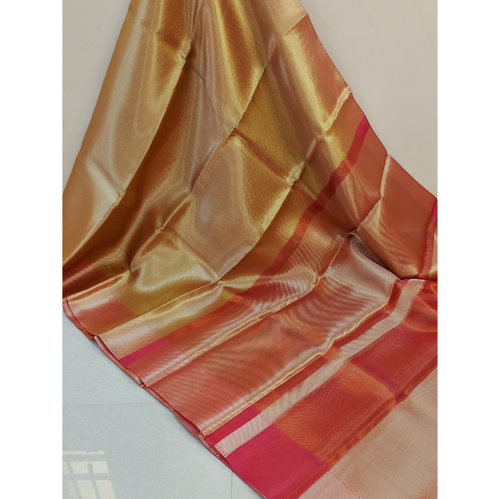 Jyothika Inspired Saree Gold n Pink Tissue Saree