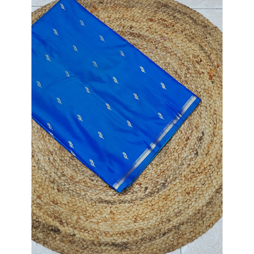 Blue colour with Green blouse n pallu Semi Soft Silk Saree
