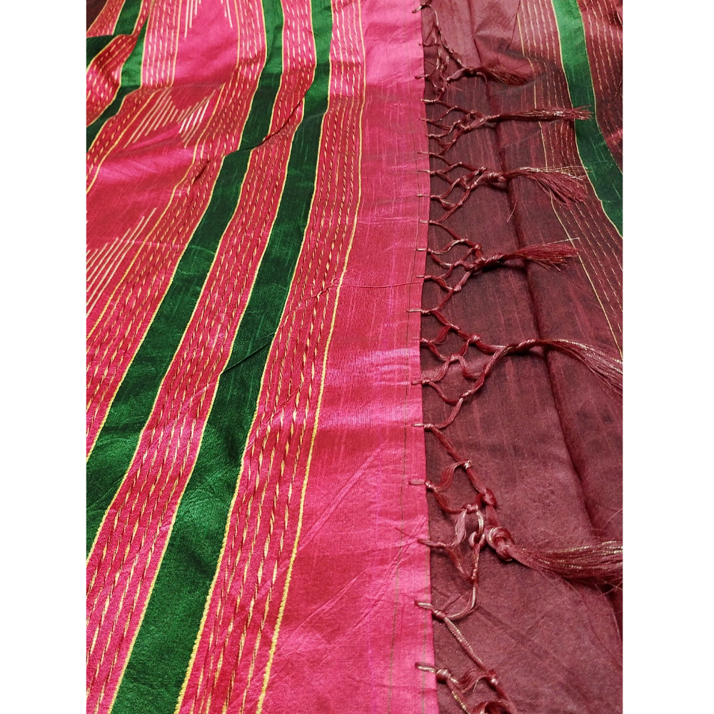 Maroon colour Raw Silk Saree