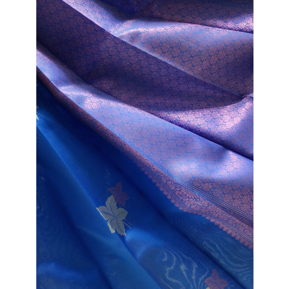 Ink Blue borderless Semi Silk Saree