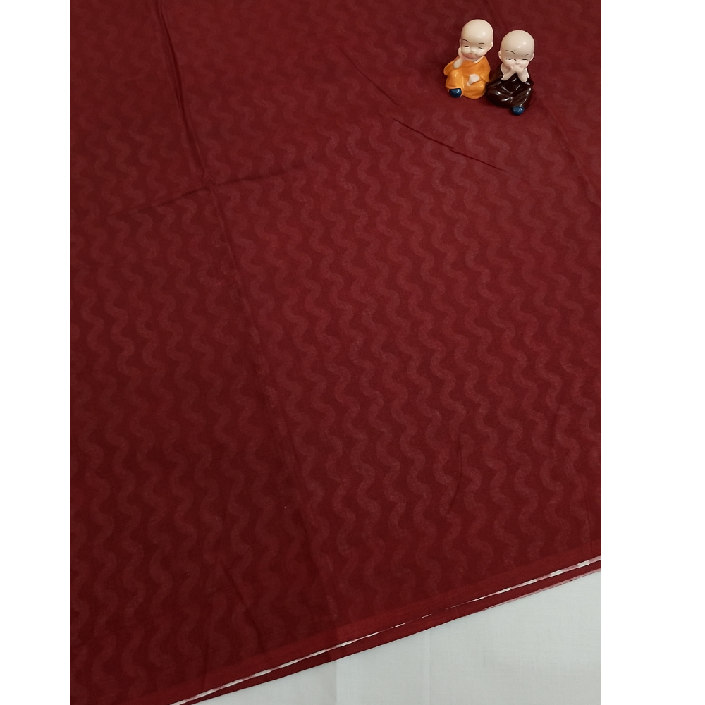 Maroon Handblock Print Mul Mul Cotton Saree