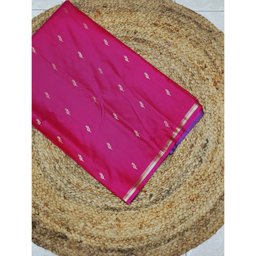 Pink colour Peacock Green blouse n pallu Semi Soft Silk Saree