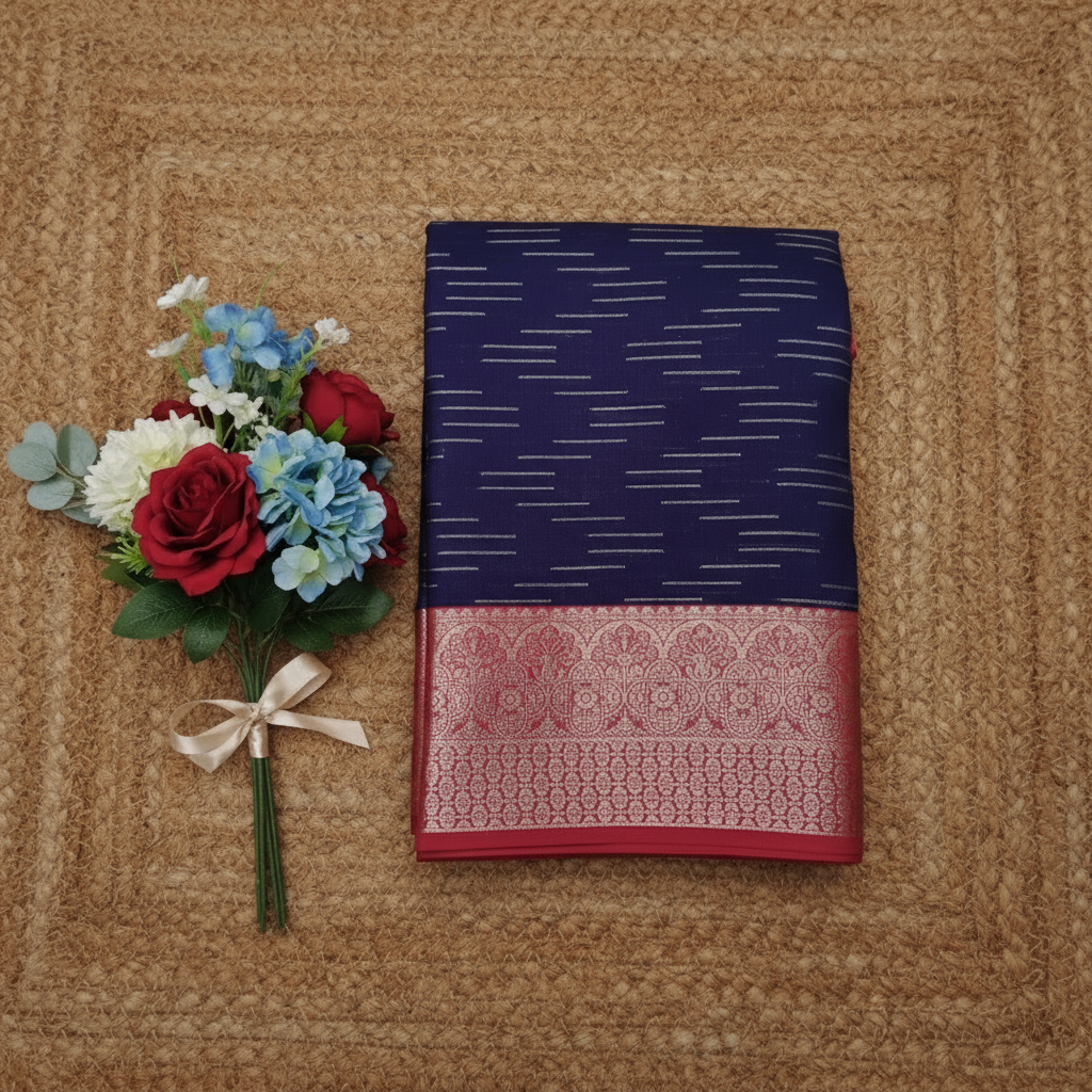 Dark Violet with Red border Chanderi Sarees