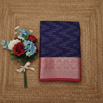 Dark Violet with Red border Chanderi Sarees