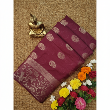 Maroon Colour with contrast blouse retro Georgette Semi Silk Saree