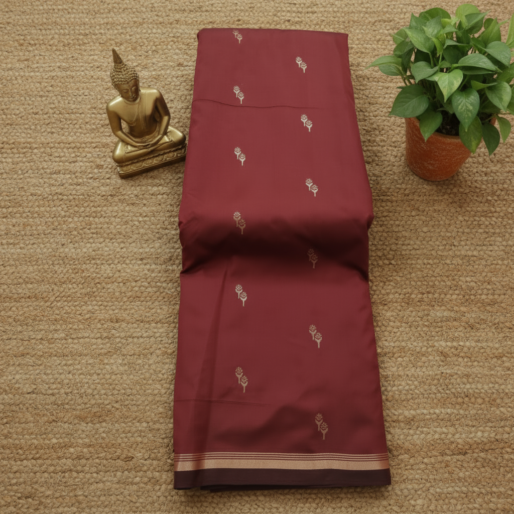 Maroon colour with brown blouse n pallu Semi Soft Silk Saree