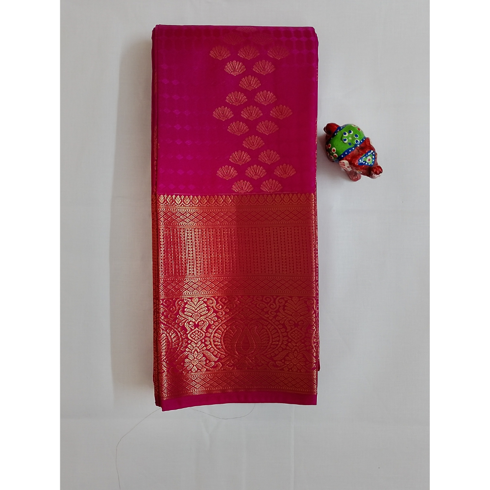 Bright Pink colour semi art silk saree