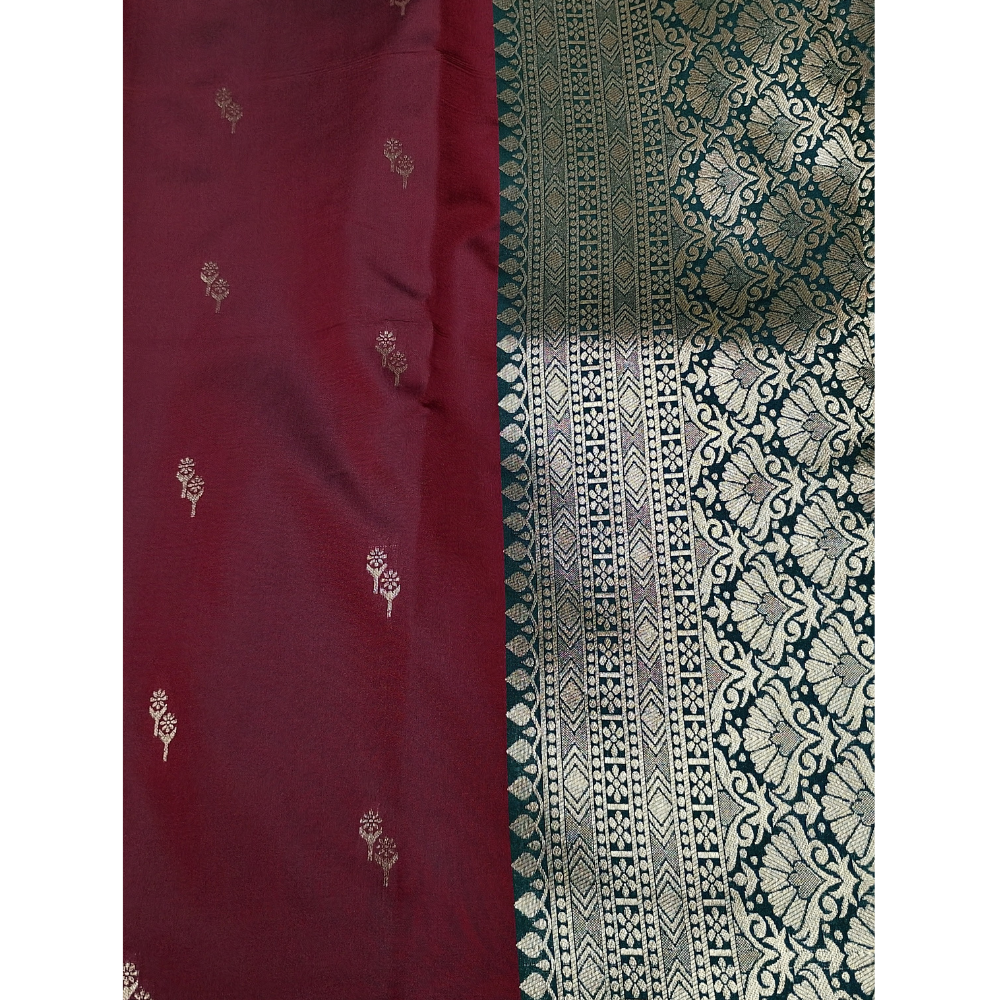 Maroon colour with brown blouse n pallu Semi Soft Silk Saree