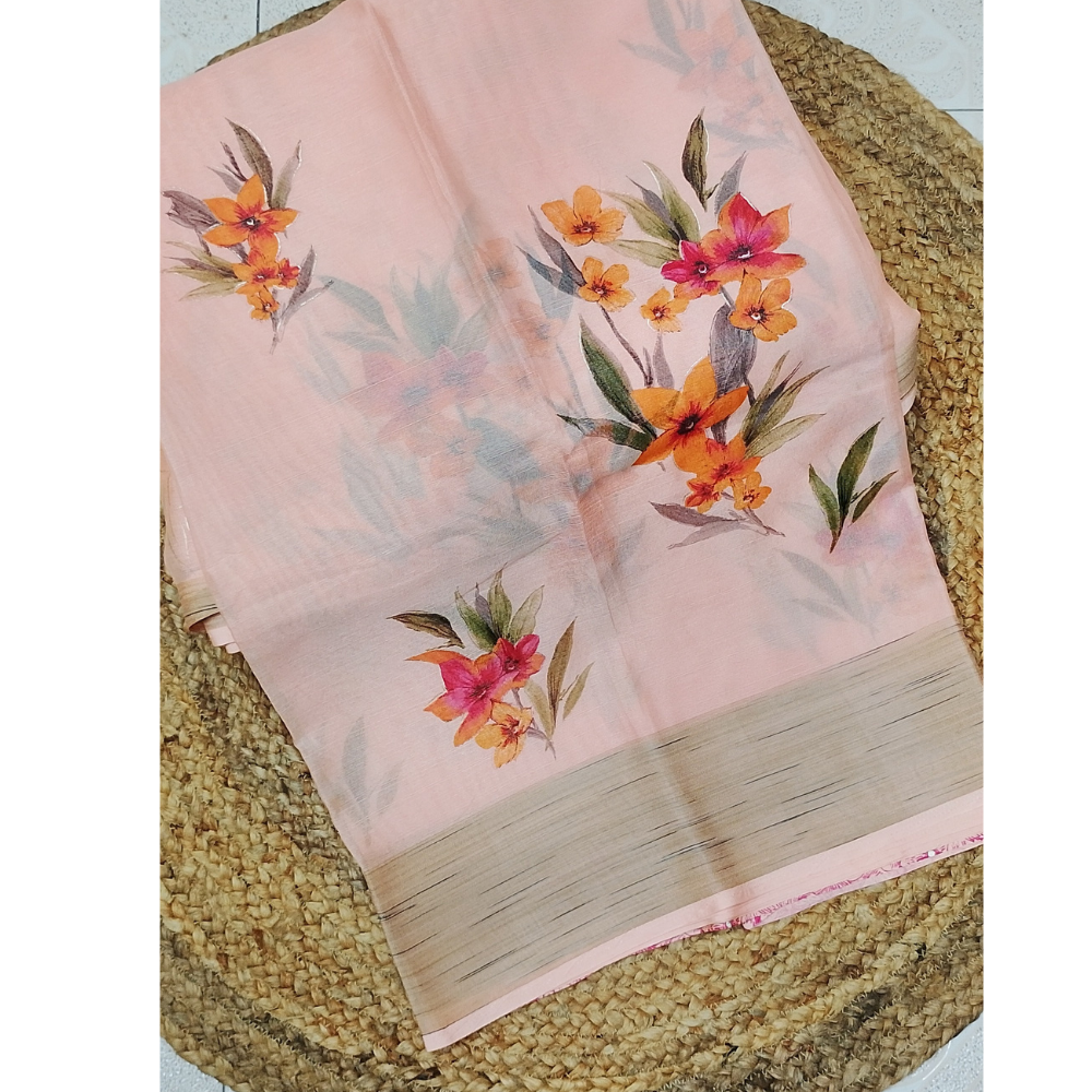 Orange Organza Saree
